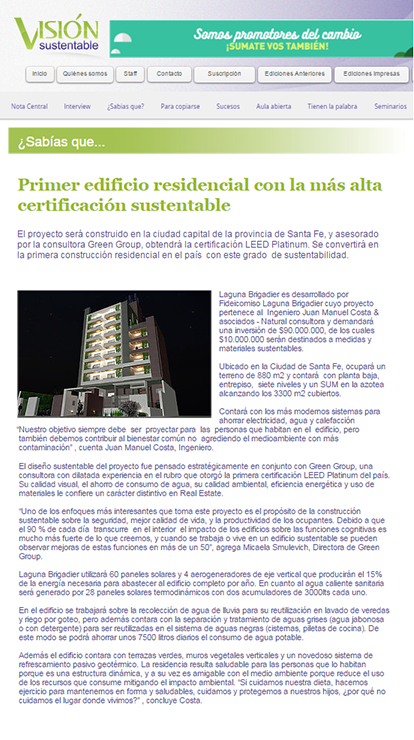Primer edificio residencial con la más alta certificación sustentable
