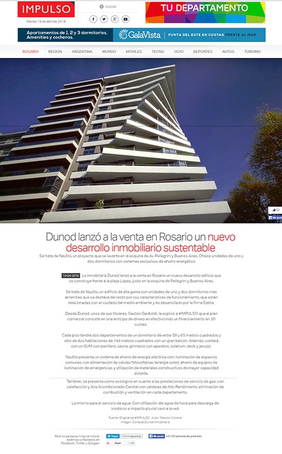 Dunod lanzó a la venta en Rosario un nuevo desarrollo inmobiliario sustentable