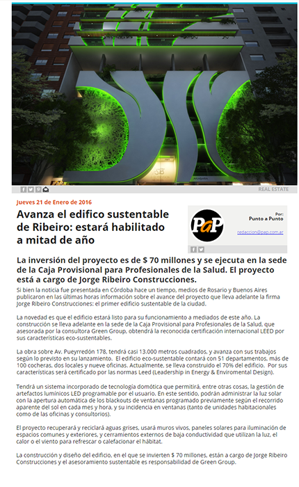 Avanza el edificio sustentable de Ribeiro: estar� habilitado a mitad de a�o