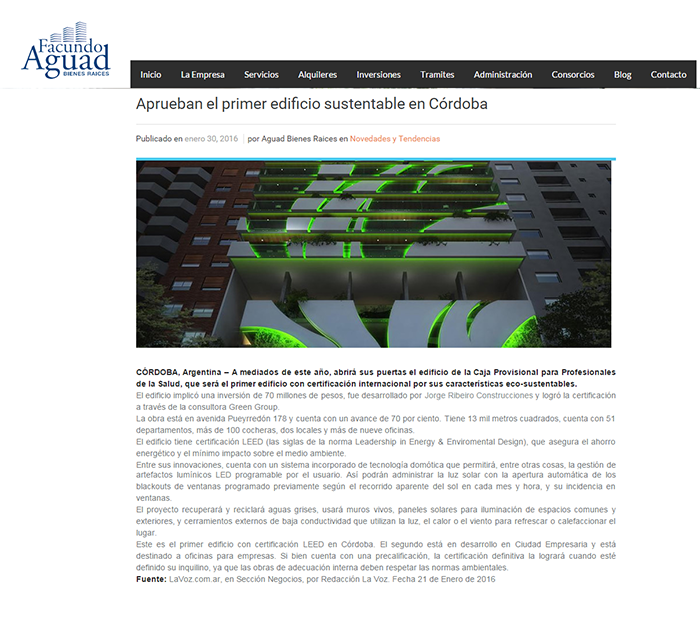 Aprueban el primer edificio sustentable en C�rdoba