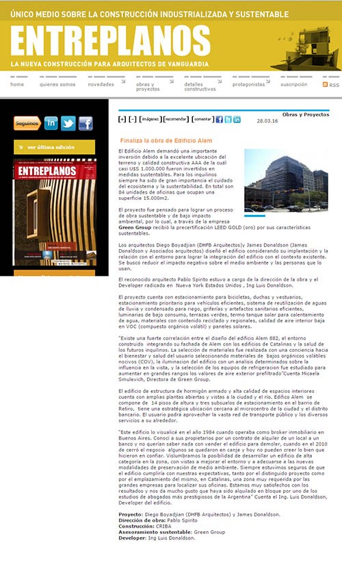 Finaliza la obra de Edificio Alem