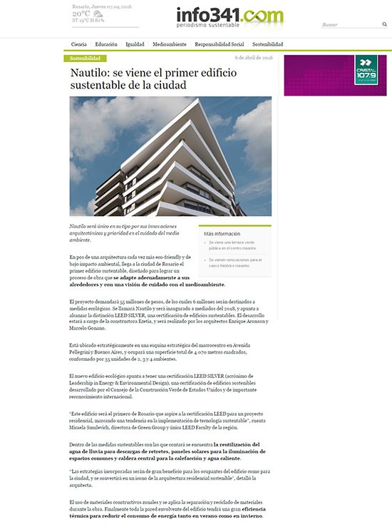 Nautilo: se viene el primer edificio sustentable de la ciudad