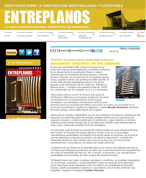 NAUTILO: El primer edificio sustentable de Rosario
