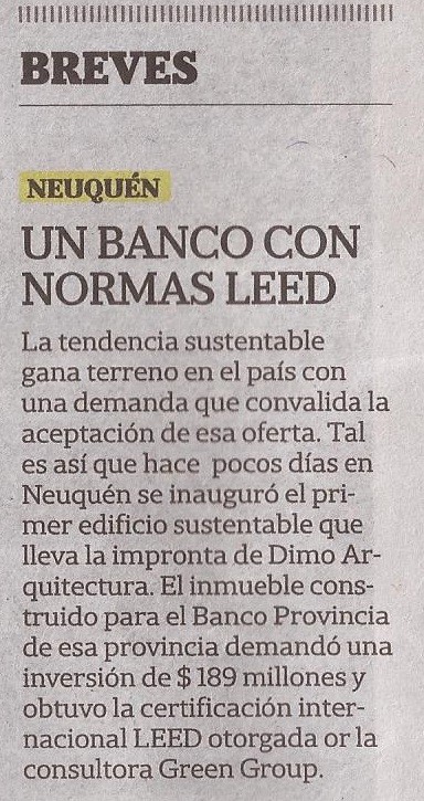 Un banco con normas leed