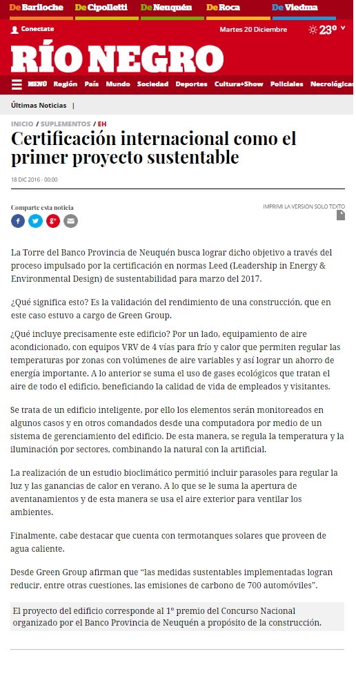 Certificaci�n internacional como el primer proyecto sustentable